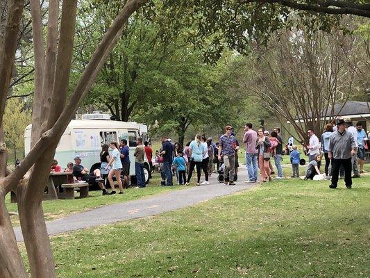 3/24/18. Saturday afternoon. 2nd Annual Crawfest!! Line for Sweetport Ice Cream Truck!!