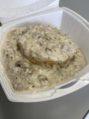 Biscuit and gravy-- worth it!