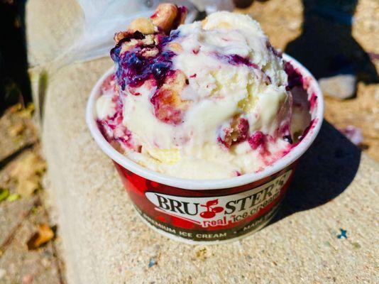 blueberry cobbler ice cream - vanilla with blueberry pie filling and cookies