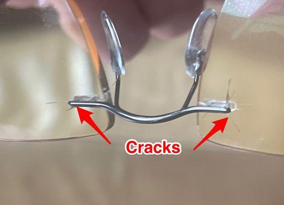 Several cracks can be seen in both lenses that were in the $500 price range.