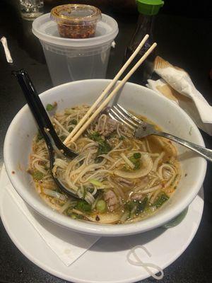 Beef Pho add scallions