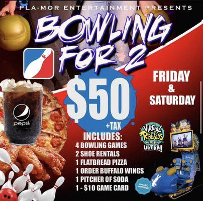 Make it a date night at Pla-Mor with bowling for two!