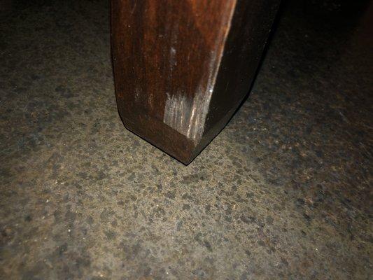 Tv stand leg scratched