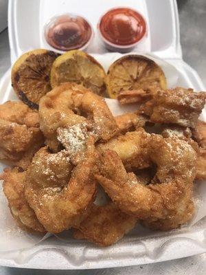 Huge jumbo shrimp with extra lemon pepper one word amazing