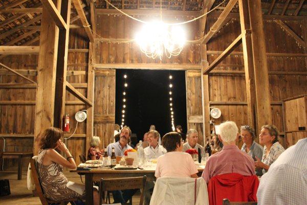 2018 Field to Fork dinner photo. The historic barn is a delight. A fun night to share with friend and make some new ones too!