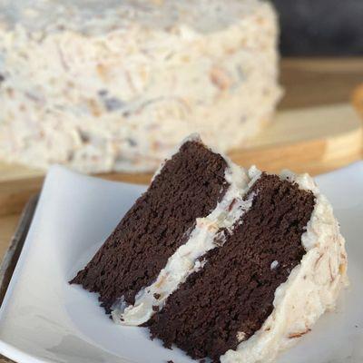 vegan gluten free German chocolate cake