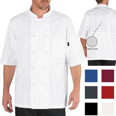 The Cool Breeze--our most popular chef coat with short sleeves and a ventilating mesh panel in the back