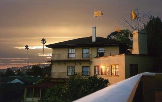 Painted a vivid yellow, the three-story buildings have been said to resemble a Tibetan monastery.