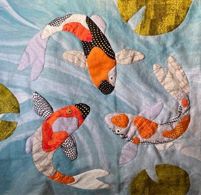 Appliqué class (beginners) : 3 koi in a pond with Nancy Brown