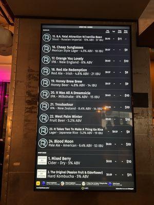 Beer menu