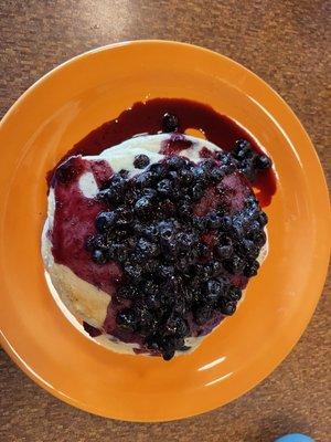 Blueberry pancakes. No whip cream.