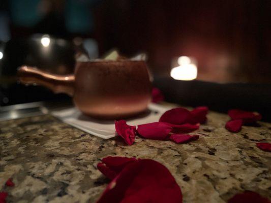 Rose petals and mule