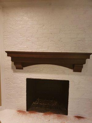 Fireplace mantel.