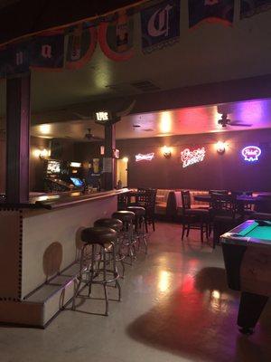 Lounge area. Two pool tables and plenty of video games.