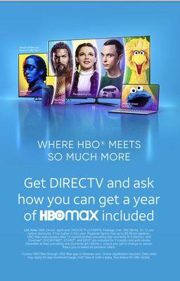 FREE HBO Max for 1 year with Direct TV and AT&T TV