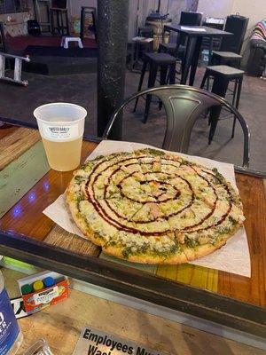 Chicken Pesto Pizza, and a Hot Dam Blonde