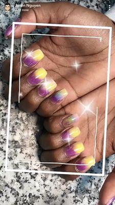 Yellow and purple ombré