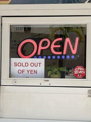 4/30/22 sold out of yen