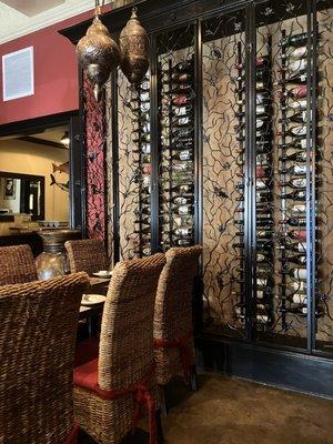 Wine rack in the dining room.