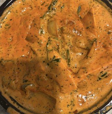 PANEER MAKHANI - spicy requested and delivered. Small takeout container and portion for $17