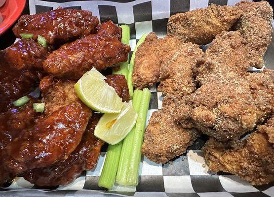 Korean Kicker and Lemon Pepper Breaded Wings