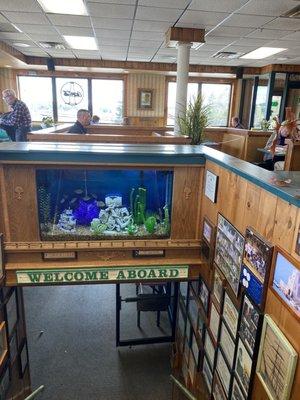 Aquarium and down stairs seating area