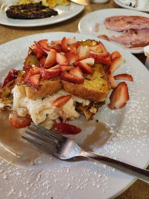 Stuffed French Toast with "Fresh" strawberries.