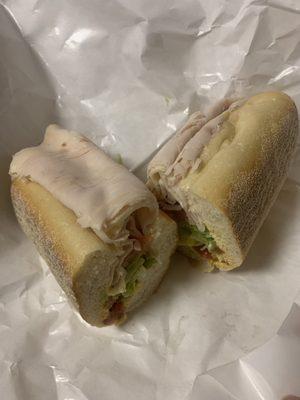 Turkey & Cheese Sub (small); $8.50