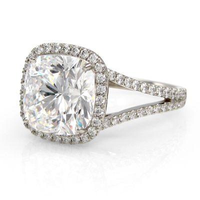 Diamond halo and split shank ring