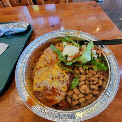 Chili relleno, Pinto beans and rice