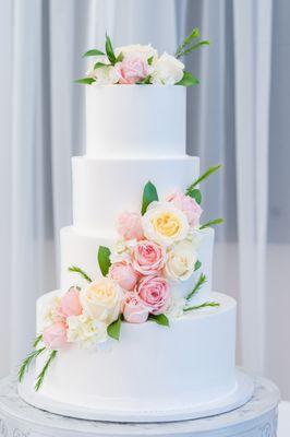 Beautiful wedding cake. Each layer had a different flavor.