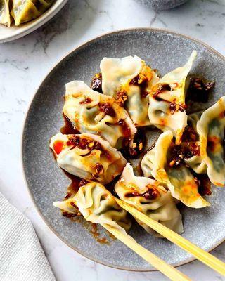 Chicken Dumplings in Chili Oil Sauce