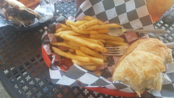 Chicken Salad on a crossiant and reg fries