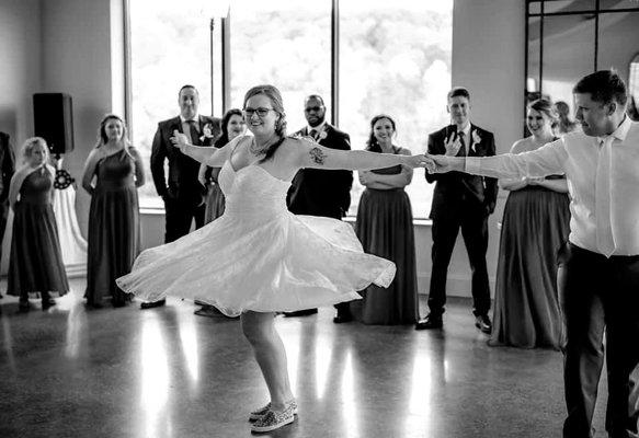 Bobbie spinning in her first dance at her wedding!