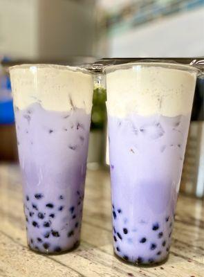 Taro pearl milk tea with creama