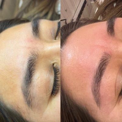 Before & after brow wax