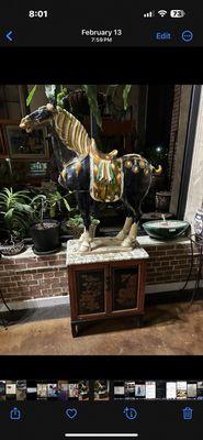 This one of my favorite purchases. Very large Tang horse from China.