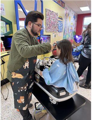 Hair cut kid chairs and our awesome stylist