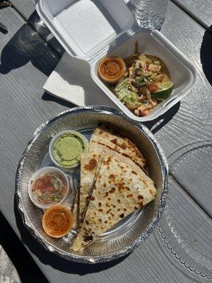 Asada Quesadilla, Camaron Taco