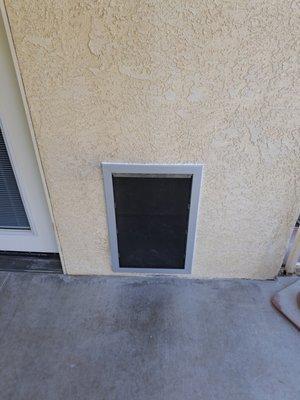 Doggie and Pet Door Installation through Stucco Wall.