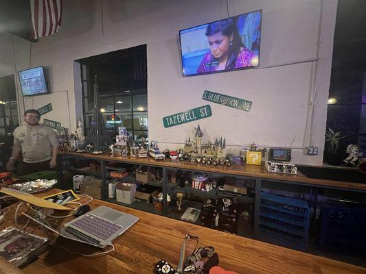 Bar area with Lego display