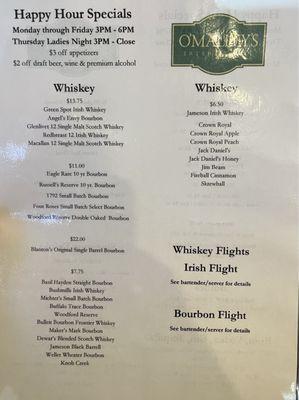 Drink menu front