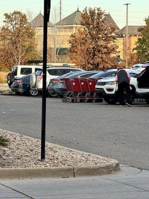 Carts are rolling around in the parking lot until a customer complains...