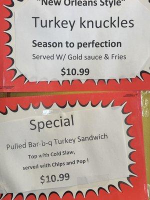 Seasonal specials I'm sure worth a try