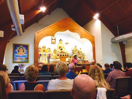 Meditation room with a beautiful shrine where Buddhist teachings are held.