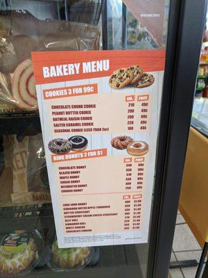 Bakery Menu