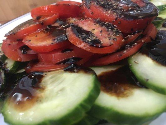 Delicious fresh cucumber balsamic salad