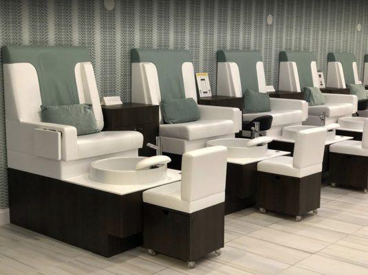 Club style Pedicure chairs with lots of room