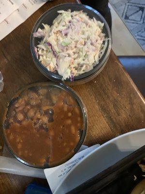 Baked beans and Cole slaw sides