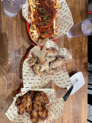 Kim-Cheese Fries, Snow Wings, and Soy Garlic Wings